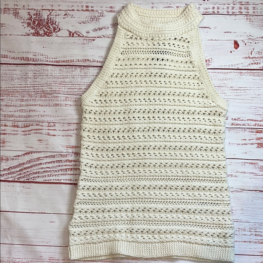 Banana Republic Tamra Cotton Sleeveless Crochet Sweater